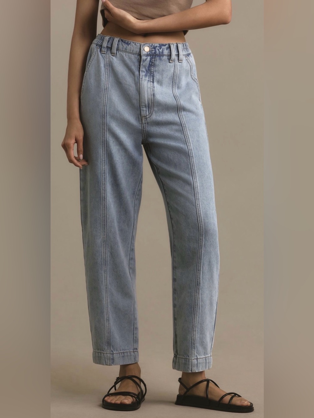 pistola Light Wash Straight-Leg Jeans with Front Panel Seams